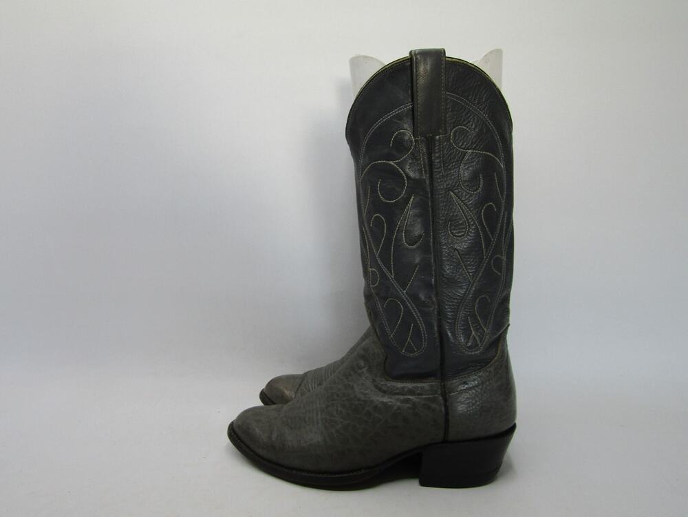Cowtown Mens Size 7.5 EE Gray Leather Bullhide Cowboy Western Boots